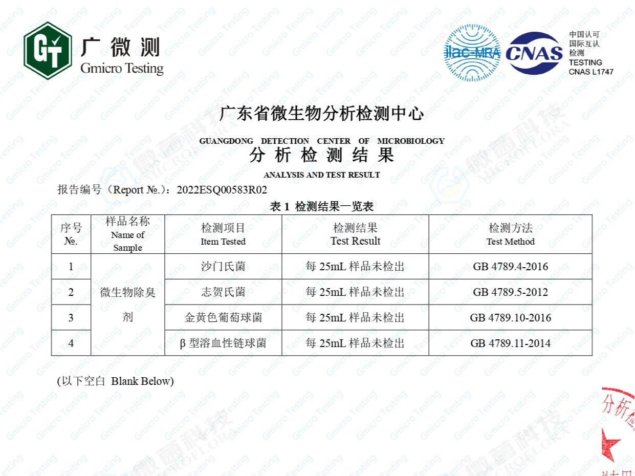 沙門氏菌檢測試驗報告